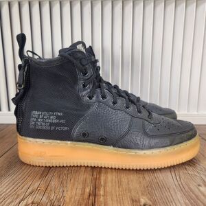 Nike Air Force 1 SF AF1 Mid Mens Sz 8 Black Leather Gum Sneaker Shoes 917753-003